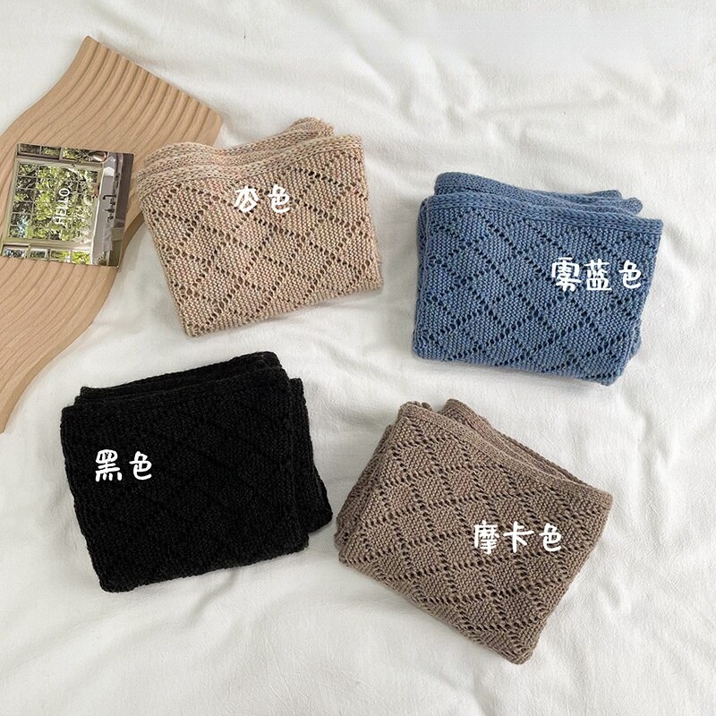 Knitted Small Shawl Women Wear Spring and Autumn Thin Hollow Shawl,Sunscreen and Warm Pure Color Triangular Shawl