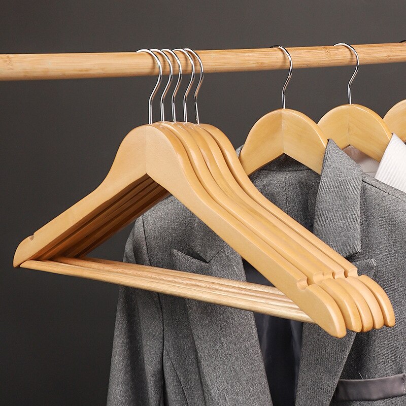 5/20pcs Retro Wooden Hanger Anti-Slip Drying Clothes Rack Wardrobe Organizer Suit Hanger Store Display Save Space