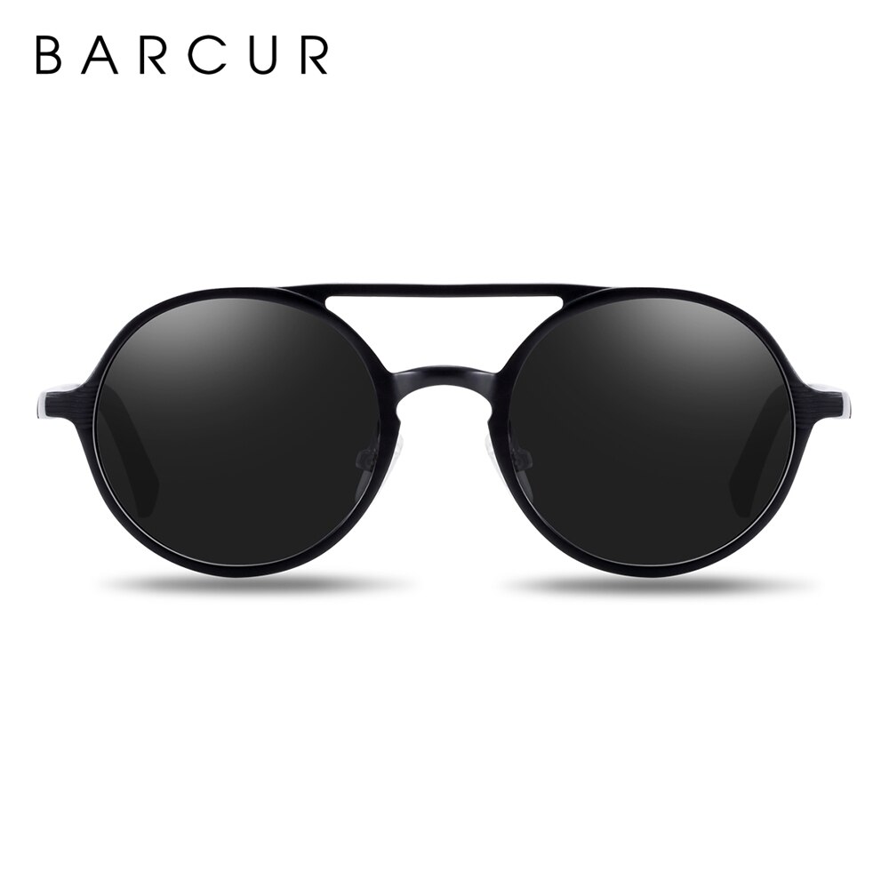 BARCUR Black Goggle Male Round Sunglasses Luxury Brand Men Glasses Retro Vintage Women Sun Glasses UV400 Eyewear: army green