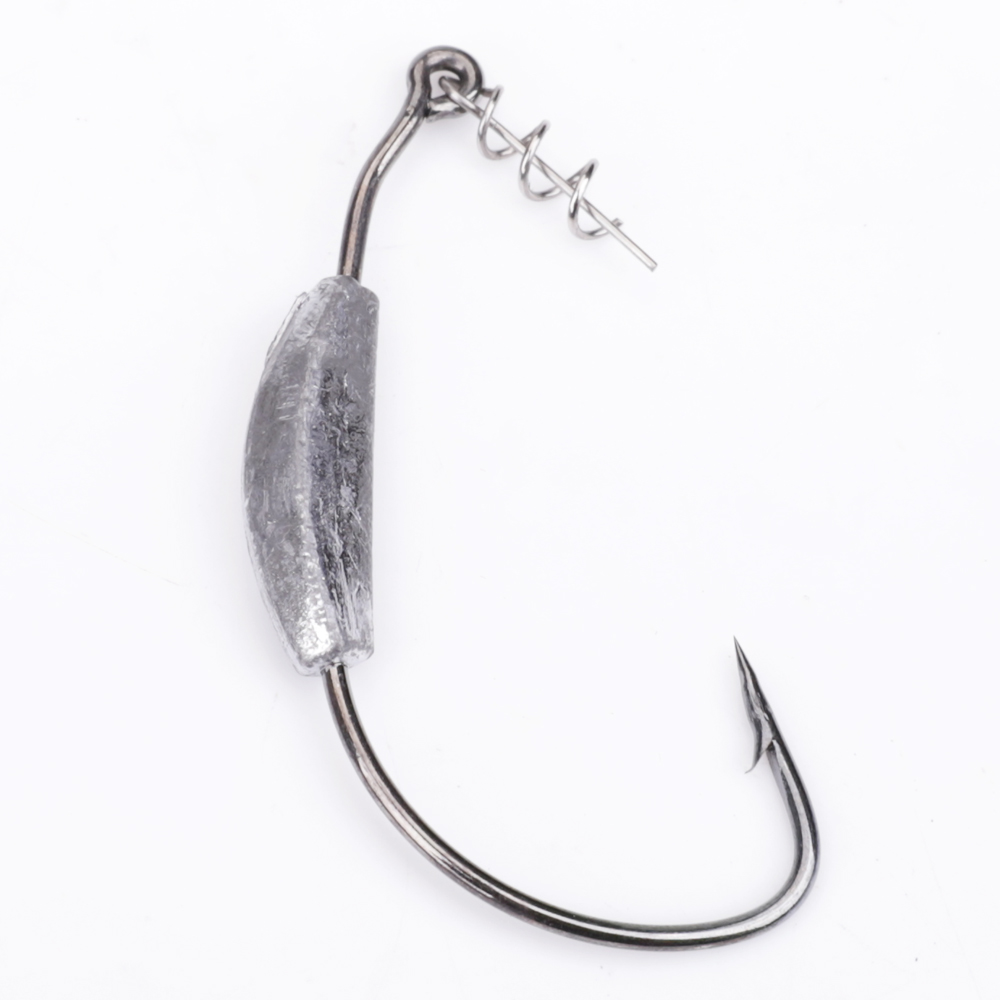 FISH KING 5Pcs Offset Fishing Hooks 2g-7g Weighted Crank Hook Soft Baits Barbed Hook Jig Worm Hook for Texas Rigs Fishing Tackle