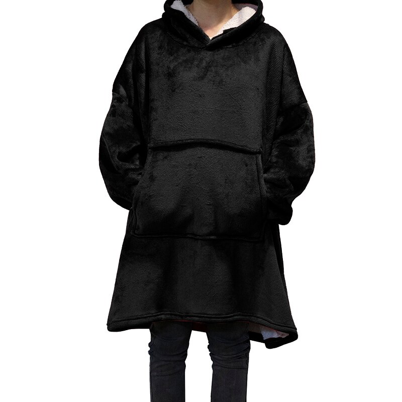 Felpe con cappuccio TV fuori misura in mucchio felpe con cappuccio tascabili giganti casuale invernali coperte ponderate unisex felpa con cappuccio per letti viaggi a casa: nero