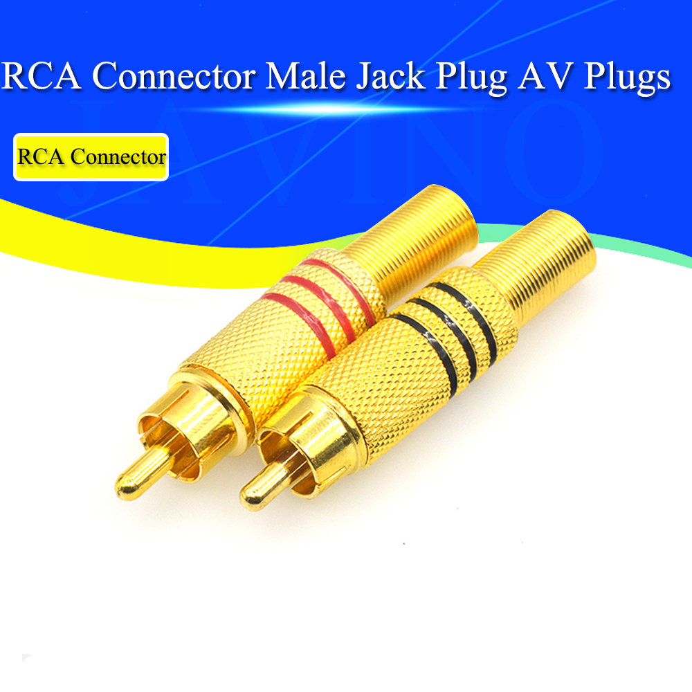 2Stck Gold verrotten Schwarz Metall Frühling RCA Stecker Männlich Jack Stecker AV Stecker Für PC Audio- Vedio Schweißen DIY teile