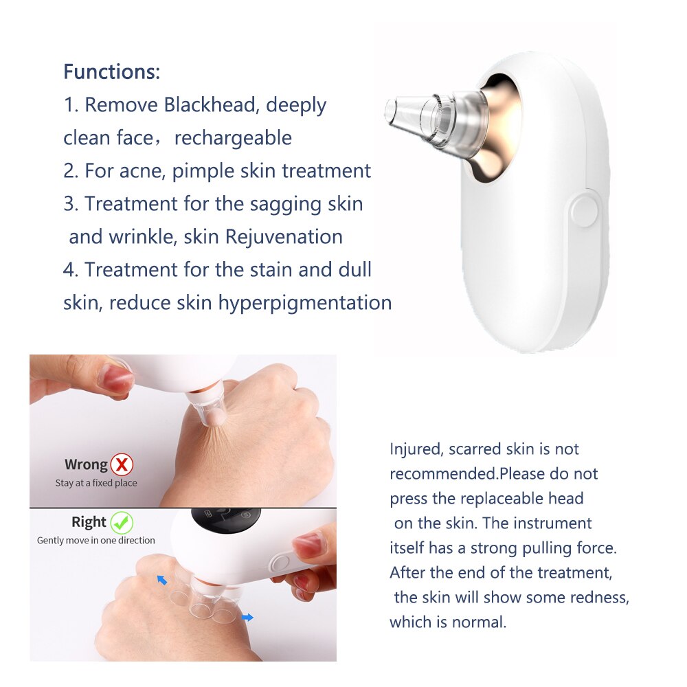 Blackhead Remover Acne Pore Vacuum Skin Care Tools Pimple Removal Blackhead Vacuum Suction Tool Black head Face Pore Cleaner