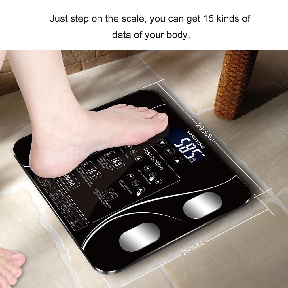 Smart Body Fat Scale LED Digital Weight BMI Weight Monitor Health Analyzer Fitness Lose Weight Tools Scales Bathroom Balance