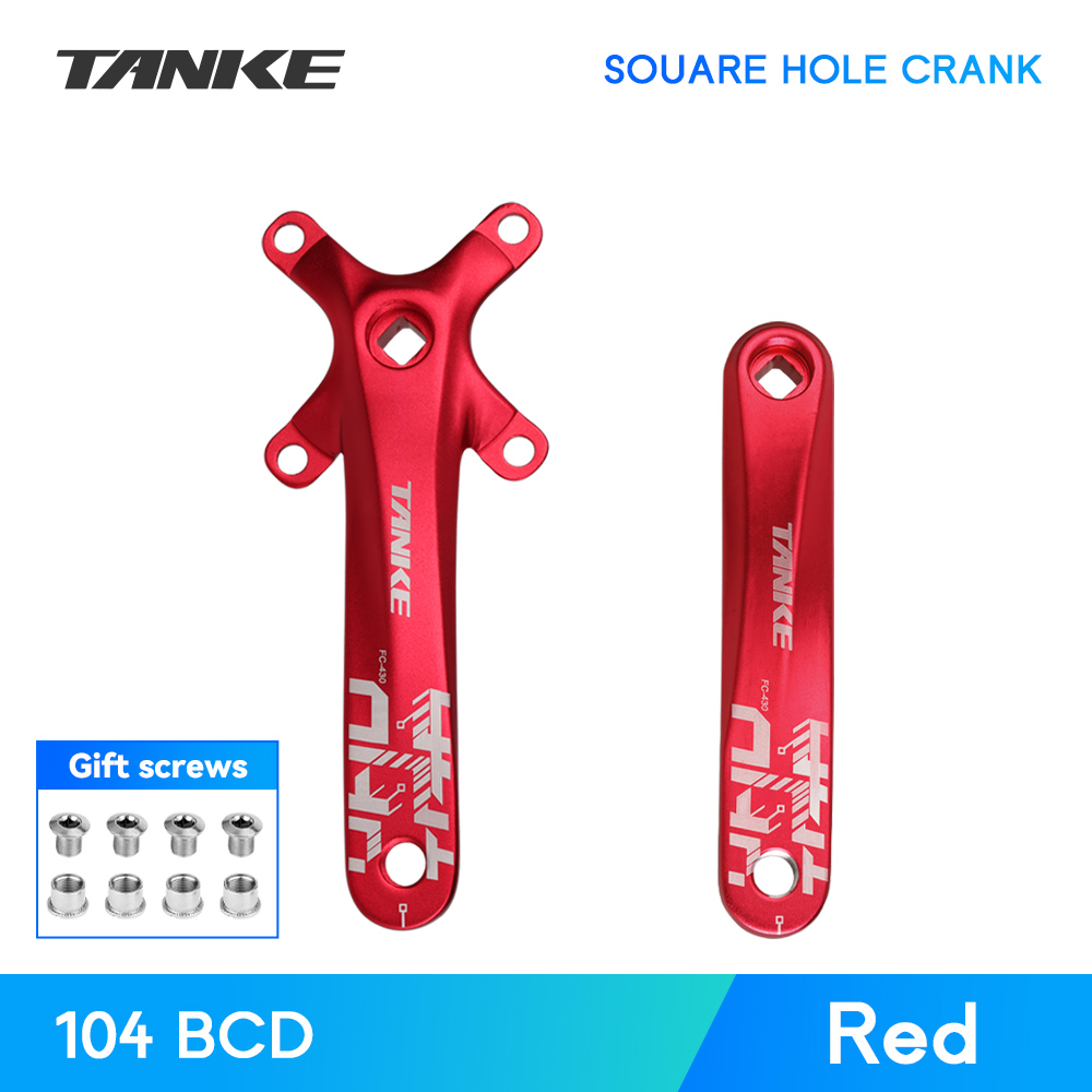 TANKE vélo manivelle trou carré pignon 104BCD 170mm rouge noir manivelle ronde 32/34/36/38/40/42/44T plateaux étroits vtt pédalier: MULTI