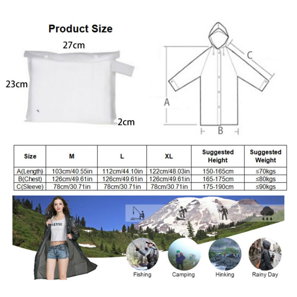 Chubasquero Impermeable para hombre y mujer, Poncho de lluvia con capucha, grueso, para turismo, senderismo al aire libre