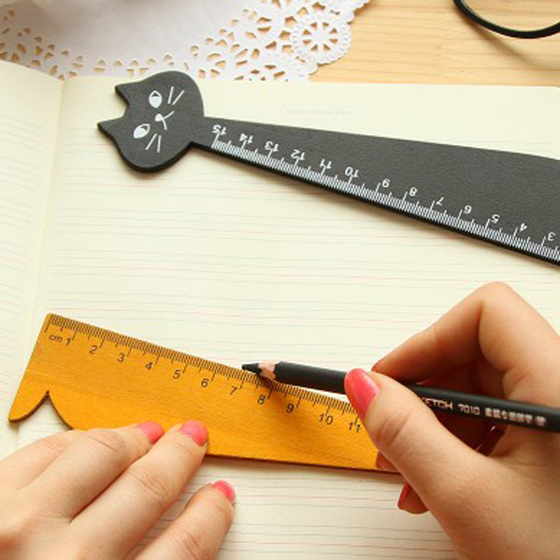 2pcs 15cm Cartoon Cat Rulers Kawaii Stationery Novelty Kids Measuring Drawing Tool Cute Student School Stationery