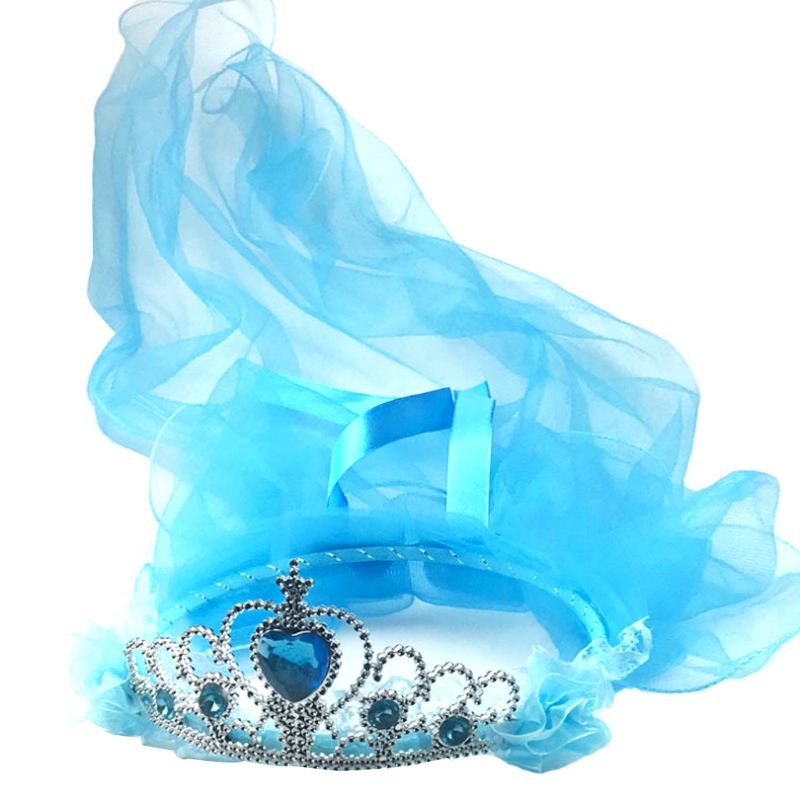 Prinzessin Doppel Schichten Tüll Schleier Haarband Krone Tiara Strass Stirnband Spitze hoch Band Rüschen Kranz Regenbogen Art Party