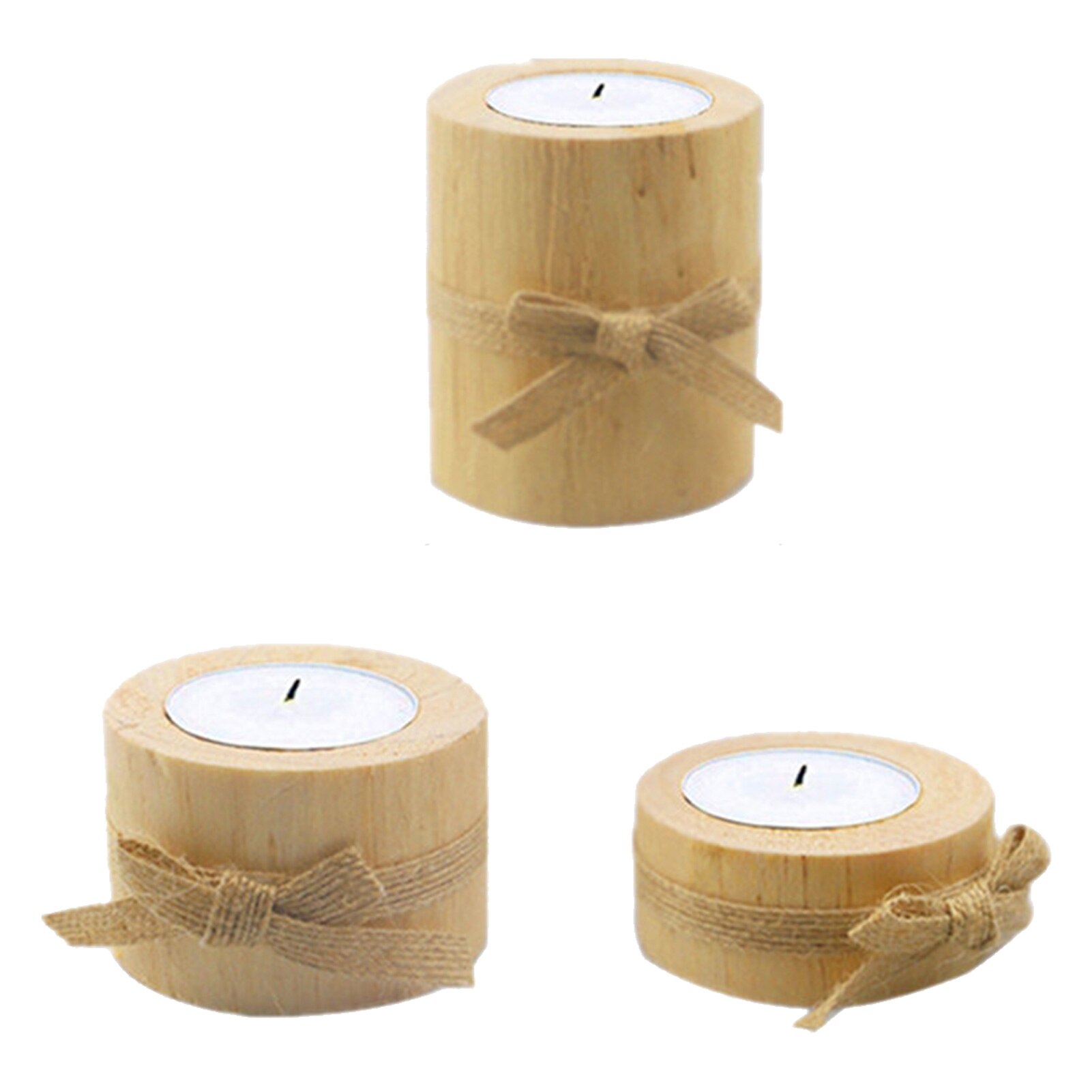 3pcs Natural Pine Wood Candle Holder Wooden Tea Light Candle Holders Succulent Planter for for Wedding Party Birthday Decoration