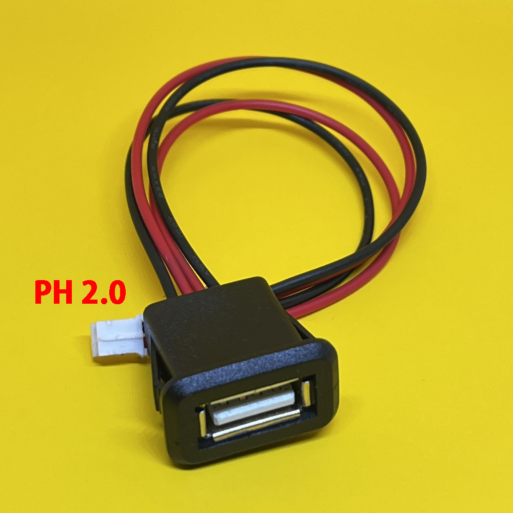 Conector de puerto de carga hembra USB 2,0 de 2/4 cables, conector de puerto de carga de 2 pines y 4 pines con Cable PH2.0, terminales eléctricos, enchufe de cargador USB: Blanco