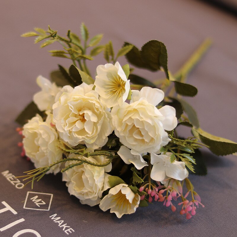 1 bunch peony artificial flowers plants Christmas false flower arrangemen Shooting props wedding decoration home decor: White