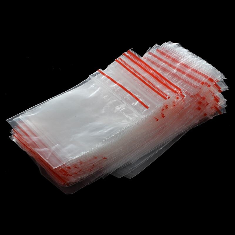 100 kpl pussi pochette läpinäkyvä en muovinen fermeture pussi pochon pression 5 x 7cm