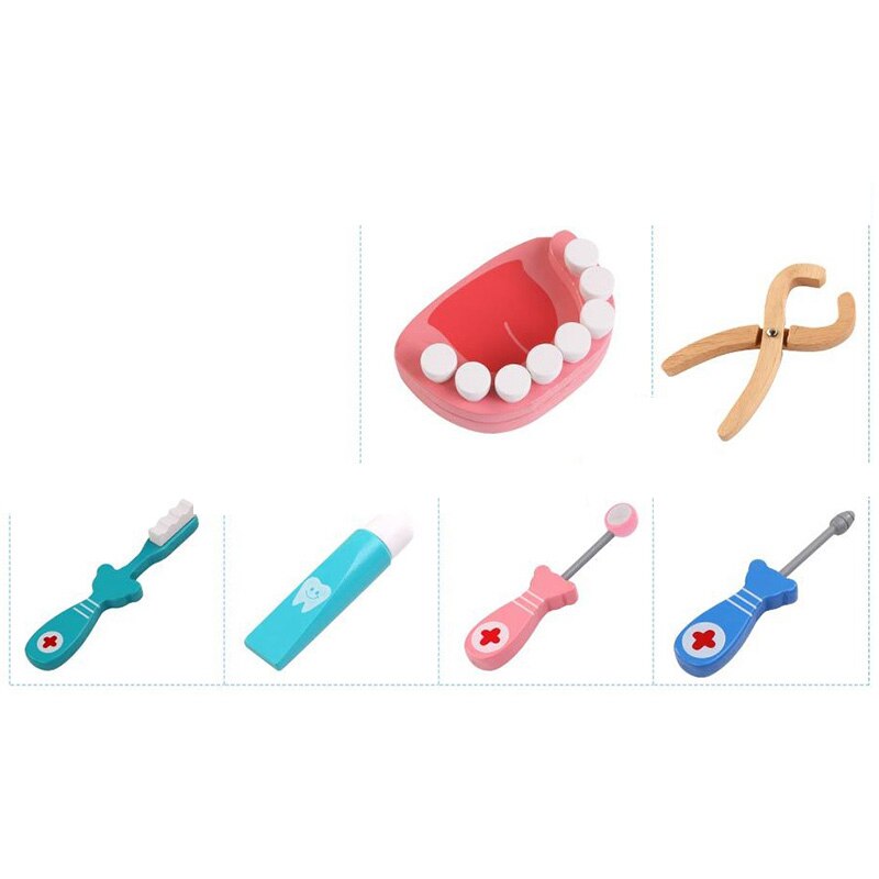 Logwood Houten Speelgoed Grappige Spelen Echte Leven Cosplay Spel Speelgoed Pretend Accessoires Gereedschap 6 Stuks Set Voor Kinderen