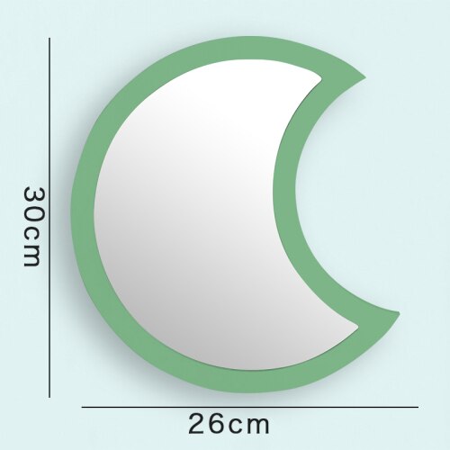 Moon Shape Mirror Home Decor Bathroom Living Room Decorations Vanity Mirror Wall-mounted Punch-free Bath Vanity Tools: E