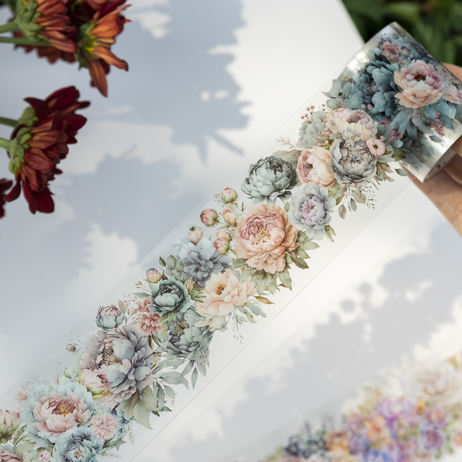 200cm/Roll PET Tape Flowers Four Seasons Series Plant Landscaping Handbook DIY Material Loop Sticker