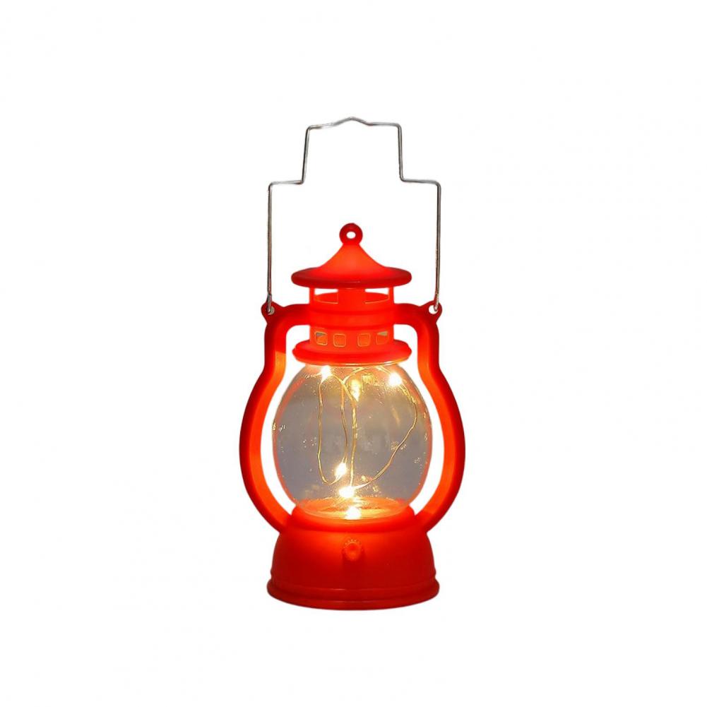 Retro Lantaarn Led Kaarslamp Zacht Licht Decoratieve Draagbare Vintage Kerst Elektrische Lamp: Rood