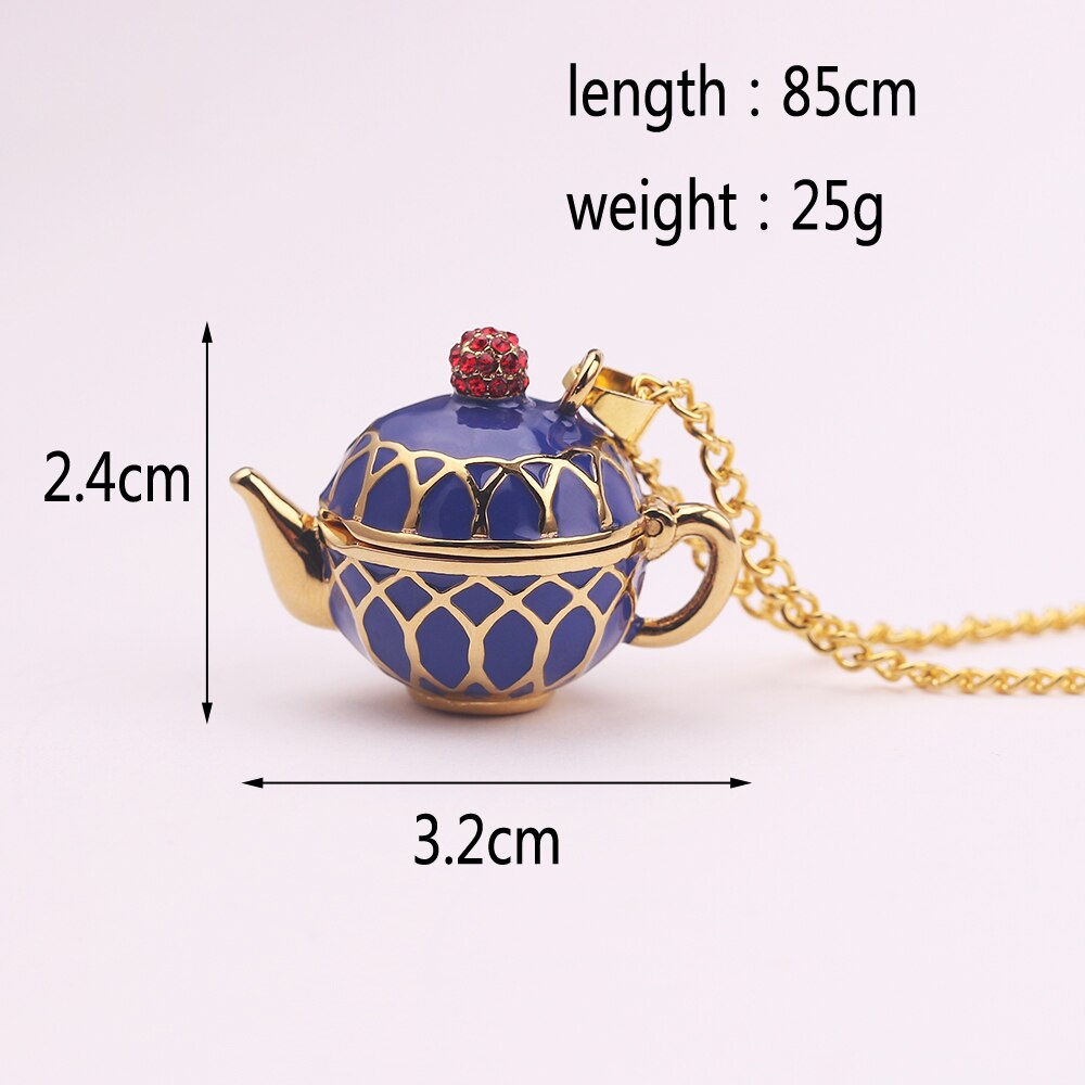 FXM Bohème Teetasse Anhänger Halskette Damen - Handgefertigt Emaille Metall Pullover Kette Schmuck: Xl1929