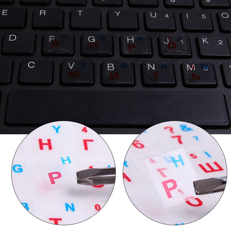 SR Standard Waterproof Glossy Russian 3 Color Keyboard Stickers Layout With Button Letters Alphabet For PC Laptop