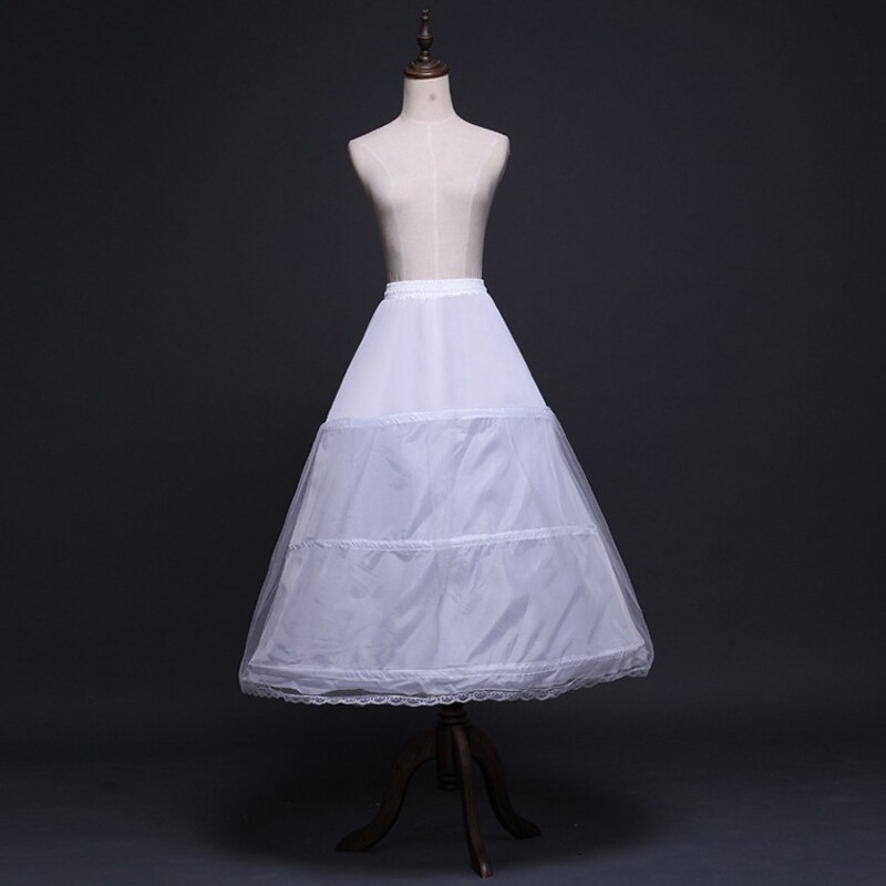 Elastische Taille Wit 3 Hoops 1 layer garen Petticoat Crinoline Slip Onderrok Voor Trouwjurk Bruidsjurk In Voorraad