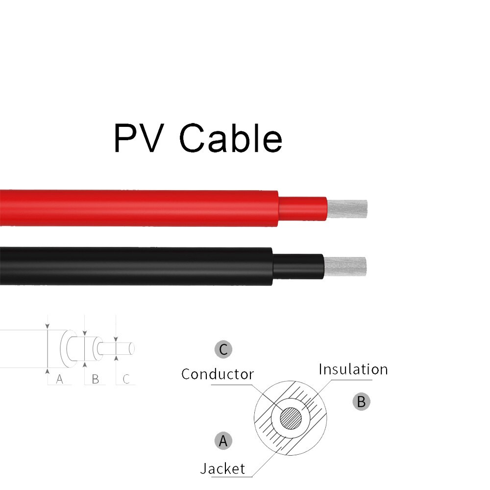 Solar Panel Extension Cable Copper Wire Black and Red with MC4 to DC5521 Connector Solar PV Cable Plug Adapter Cable 1.5m 16AWG