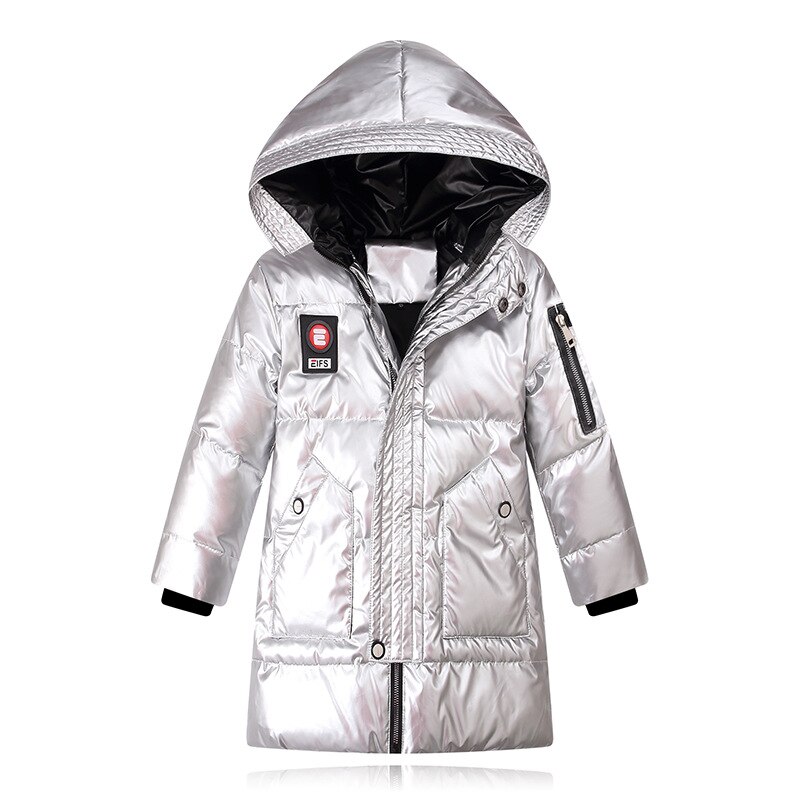 Kinderen Winter Jassen Shinny Kids Dikke Warme Bovenkleding Jas Voor Jongens 120-170Cm Parka LC096: Silvery / 120CM