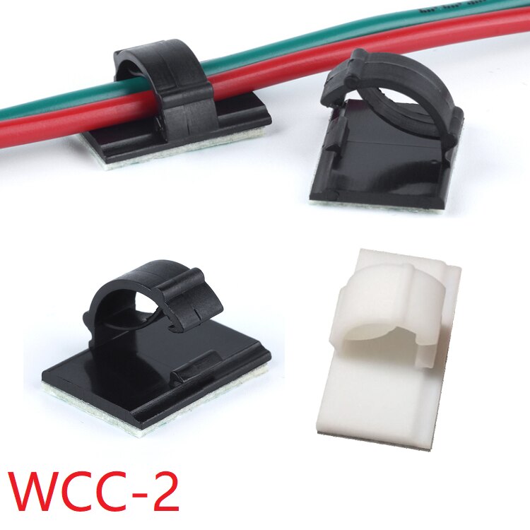 10 stk wcc -2 kabelklemme selvklæbende wire clip tie fixer montering desk line holder organizer management fastener hvid sort