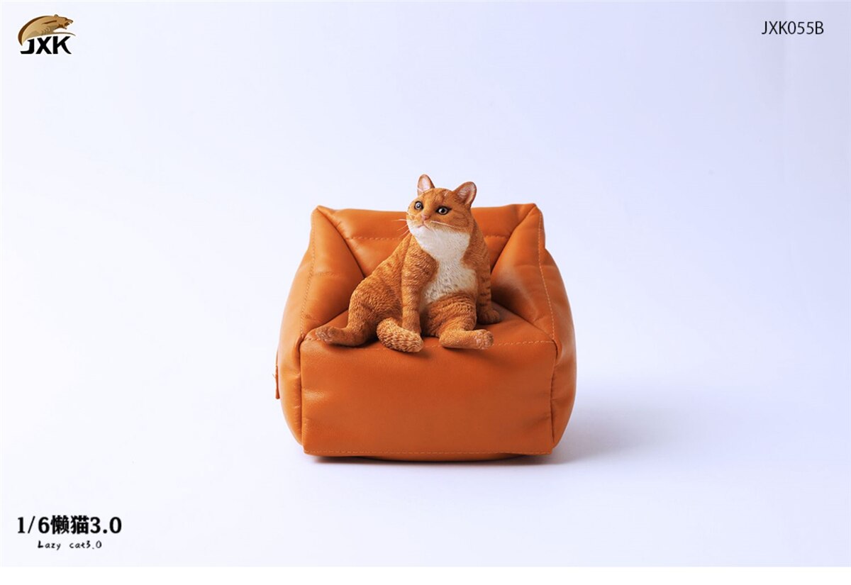 JXK 1:6 Scale Orange Cats Figure Cute Lazy Cat Pet Healing Figure Felidae Animal Collector Toy Resin Desktop Decoration