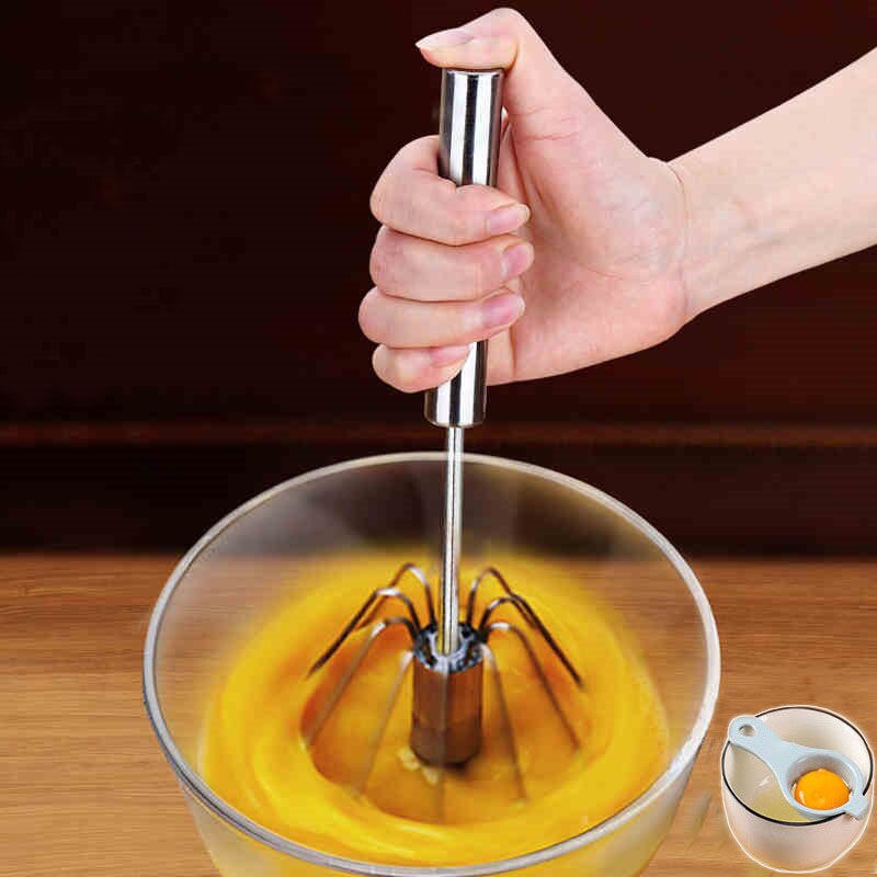 Fouet portatif Semi-automatique en acier inoxydable, ustensile de cuisine ménager