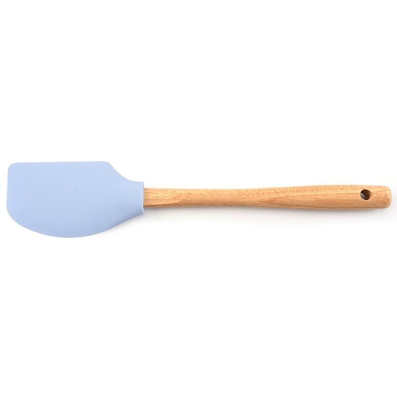 Justdolife 1Pc Keuken Bakken Spatel Siliconen Houten Handvat Schraper Spatel Gebak Spatel Bakken Tools Accessoires: Light Blue