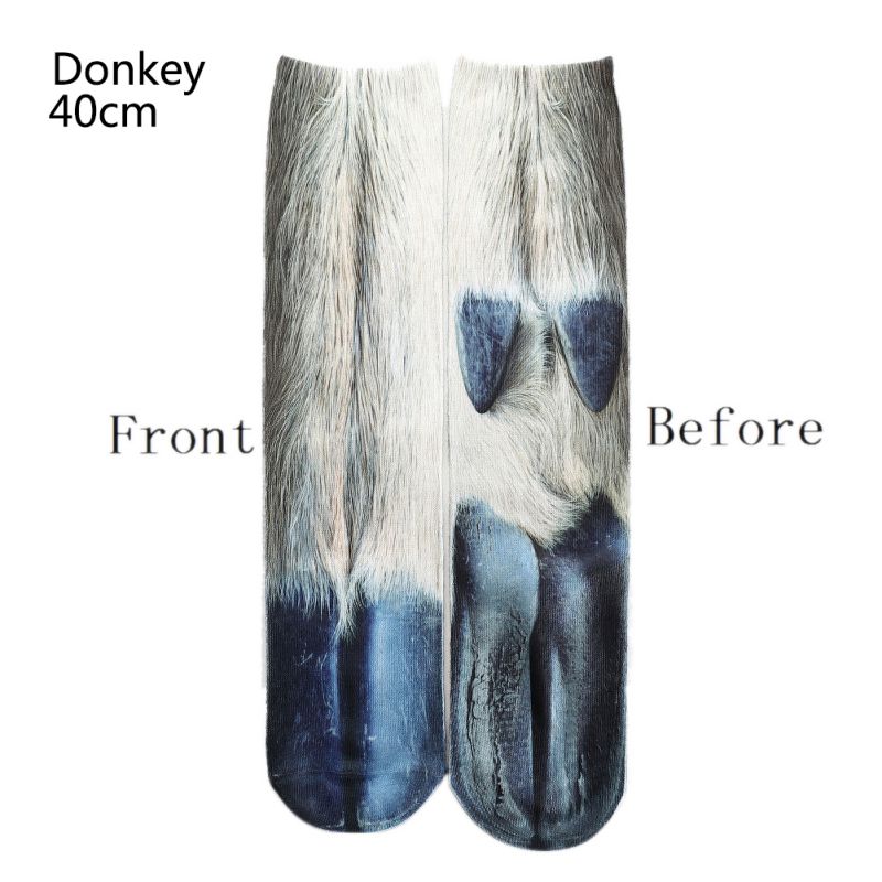 Neue 3D Druck Erwachsenen Tier Pfote Socken Unisex Crew Katze Lange Aktien Elastische Atmungsaktive Socke Hund Pferd Zebra Schwein Katze pfote