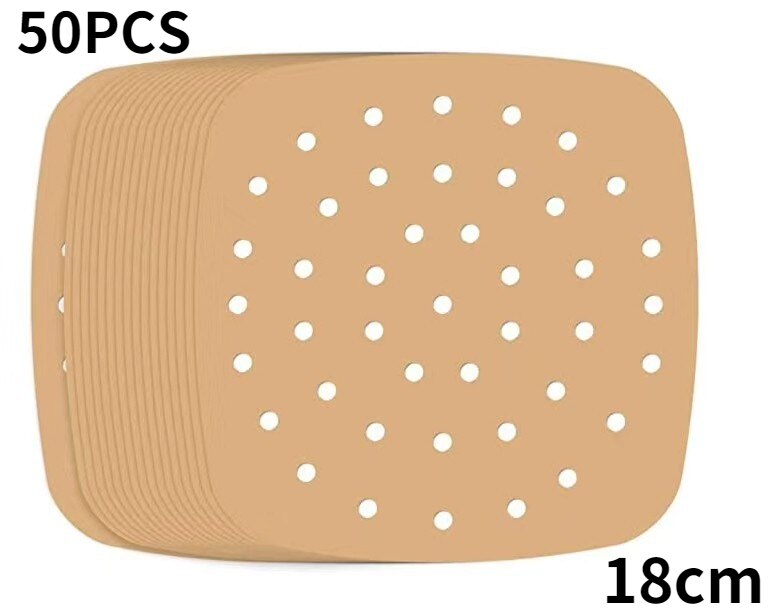 Friteuse à Air en Silicone réutilisable, accessoires, tampon isolant, outil de cuisson, disponible des deux côtés: D 18CM 50PCS