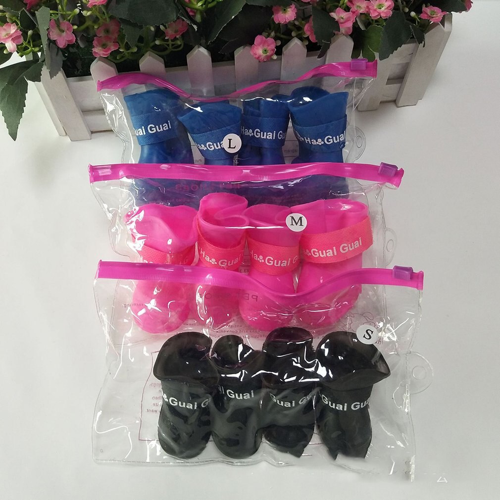 1 Paar/set Waterdichte Siliconen Anti-Slip Huisdieren Honden Schoenen Ademend Effen Kleur Regen Laarzen Schoenen Voor Dierbenodigdheden