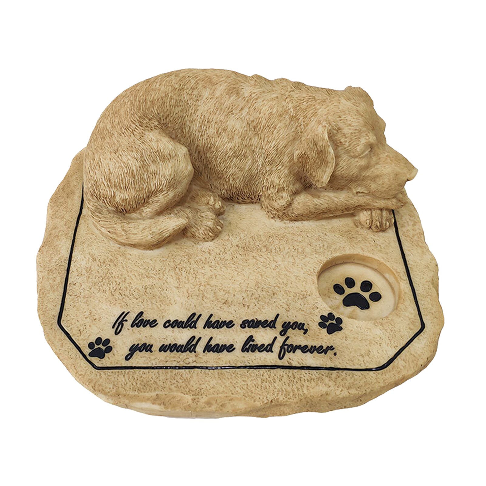 Resin 3D Dog Memorial Stone Pet Grave Marker Garden Backyard Tombstone