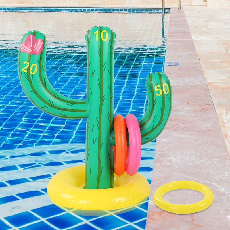 Inflatable Cactus Ring Toss Game Swimming Pool Ring Toss Games Inflatable Pool Toys Family Outdoor Party Game Summer