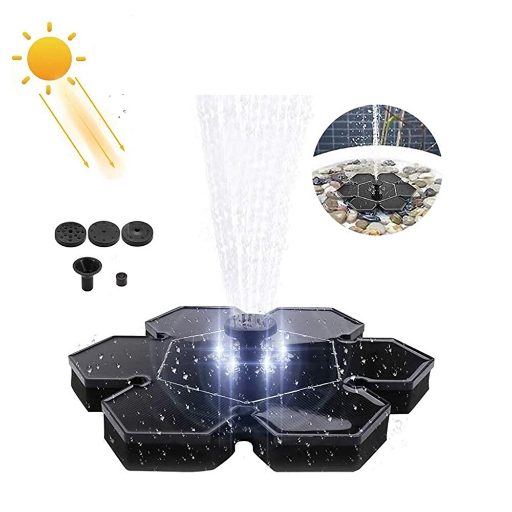 Solenergi fontene pumpe solenergi 2.4w 6 ledd flytende fontenen vannpumpe hage dam basseng landskap fontenen lys utendørs munnstykke