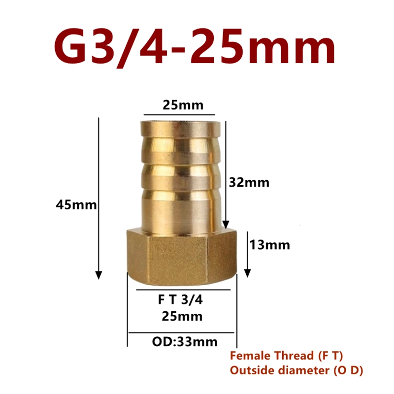 Raccordi per tubi in ottone 8 10 12 14 16 19 25 32mm Tubo flessibile Barb Tail 3/4 1 pollice BSP Filettatura femmina Connettore Giunto Adattatore accoppiatore in rame: Blu / 3/16 ''