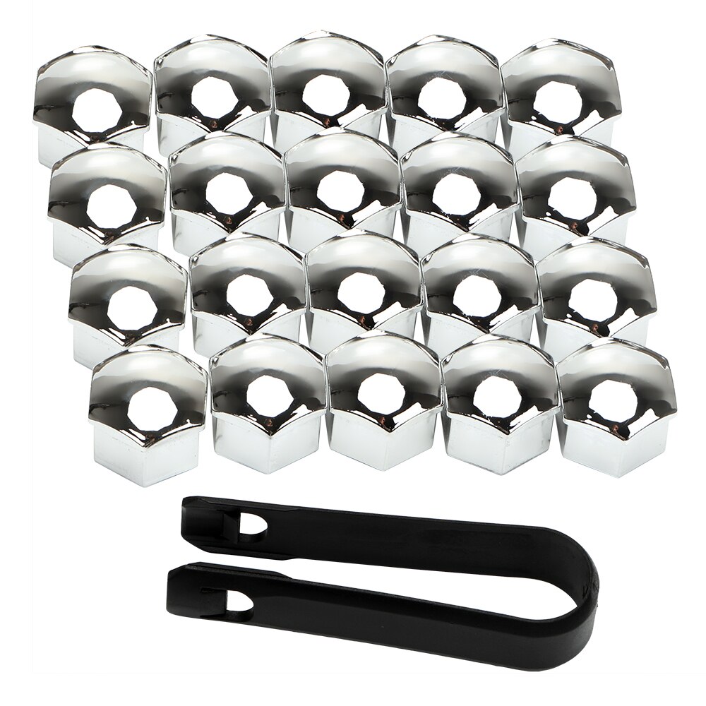Tapas de tuercas de rueda de coche, tapas de protección antióxido, tapón de tornillo de tapacubos para automóvil, tuerca para neumático, Perno, decoración Exterior, 17mm, 20 piezas: Plata