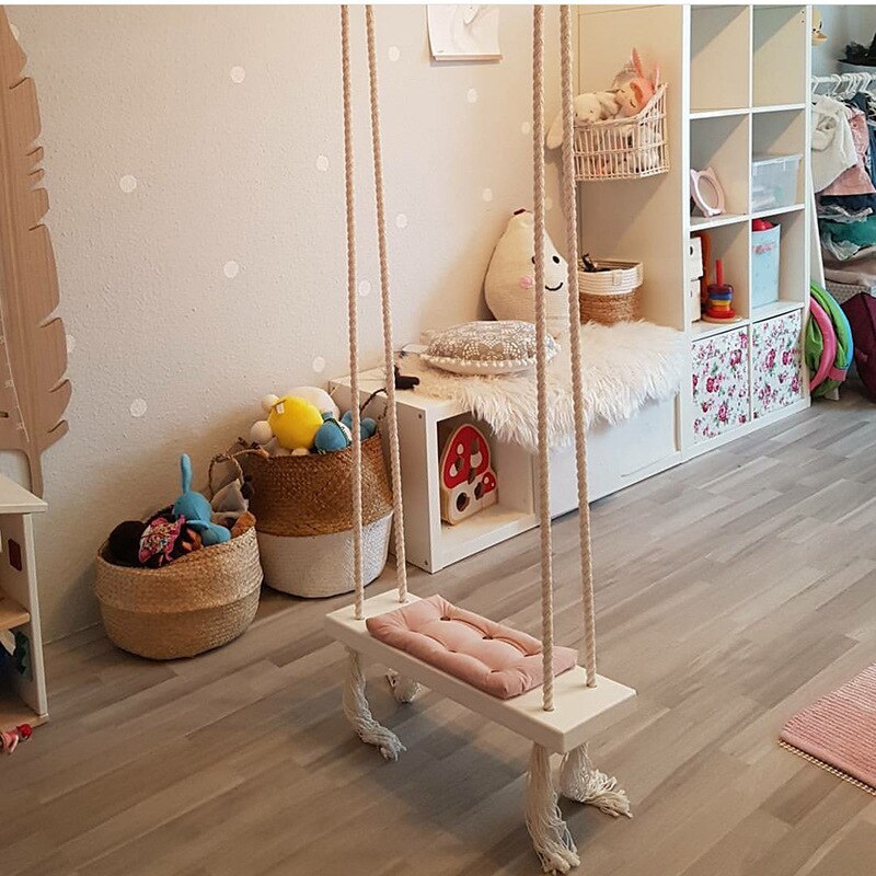 JOYLIVE INS-Columpio de estilo nórdico para interiores, silla mecedora colgante de techo para decoración de habitación de niños,