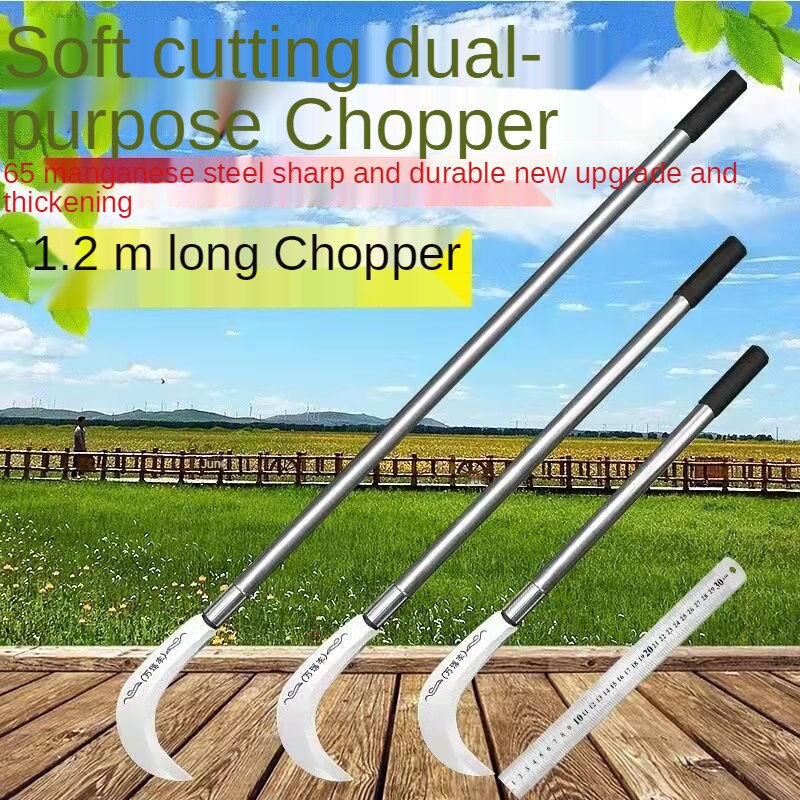 Multifunctional Harvesting Weeding Fishing Long-Handled Scythe Lawn Mower Chopping Hatchet Corn Outdoor Agricultural Tools