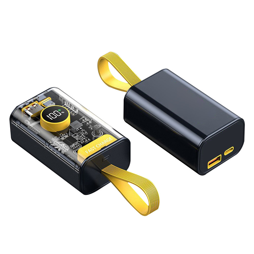 DIY Powerbank Case - Transparant - PD 22.5W Snelladen - Polymeer Batterij Opslag: Zwart
