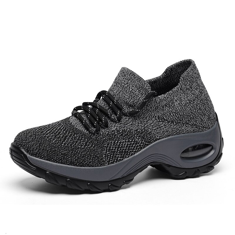 Spring Autumn Women Cushion Sneakers Shoes Sports Running Platform Sneakers for Women Yellow breathable Mesh Socks Boots 42: Gray / 38