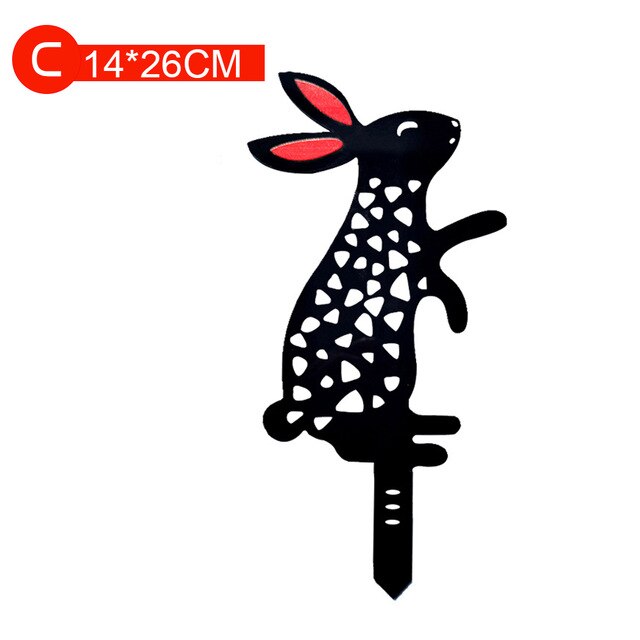 Rabbit Garden Art Bunny Silhouette Stake Black Bunny Rabbit Garden Stake Yard Art for Lawn Outdoor Patio Home: C