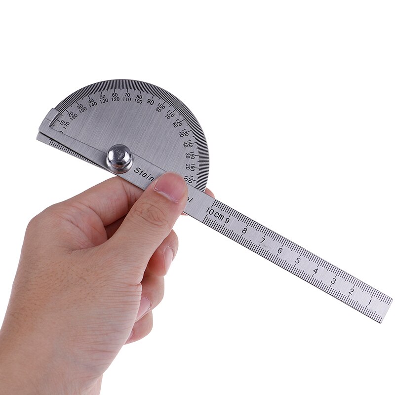 90*150mm Goniometro Ruler Goniometer Stainless Steel Protractor Round Head Angle 180 Degrees Rotation For Handymen Or Builders