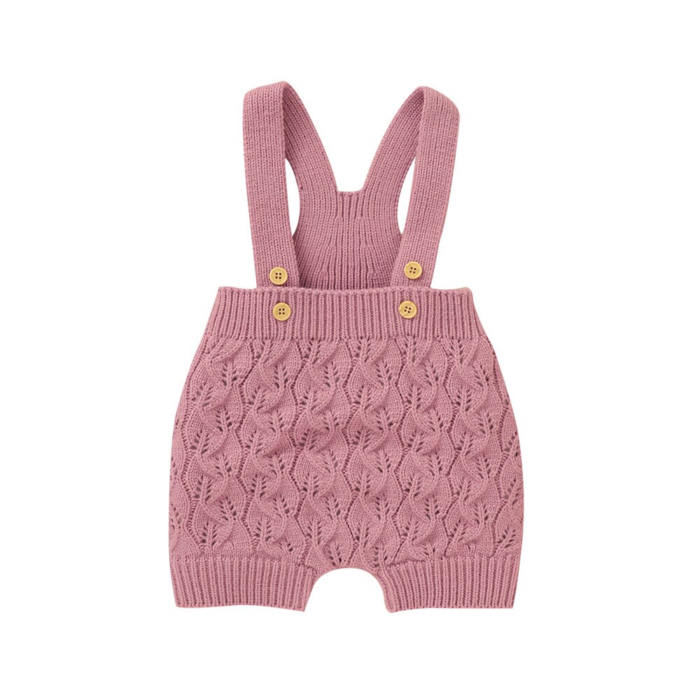 Baby Baby Jongens Meisjes Gebreide Overalls Mouwloze Effen Kleur Een Stuk Romper Lente Herfst Kleding Met Knoppen 0-24M: Roze / 18m