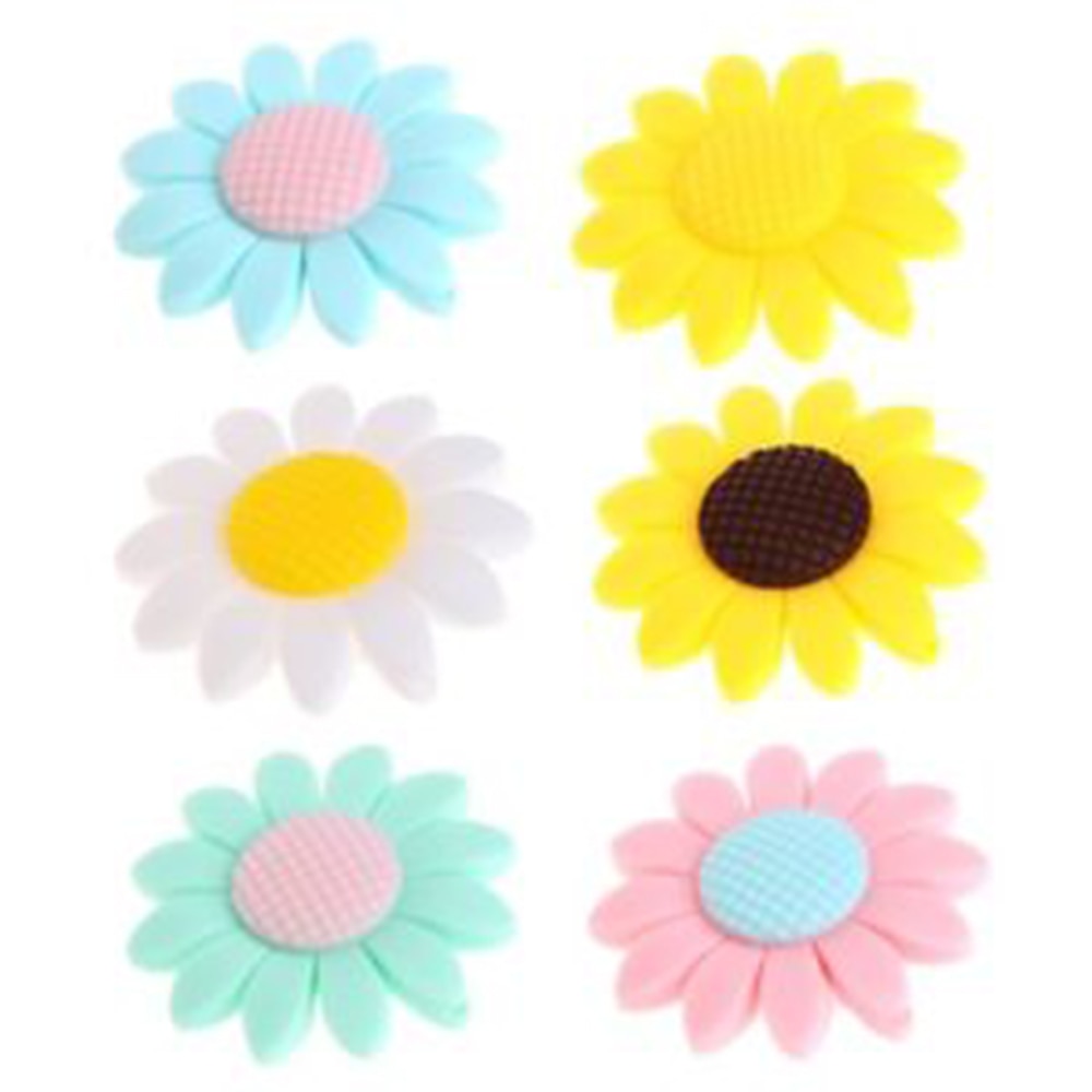 Baby 6 Style Colorful DIY Safety Chewy Silicone Sunflower Beads Pendant Teether Infant Safety Teething Necklace Decoration