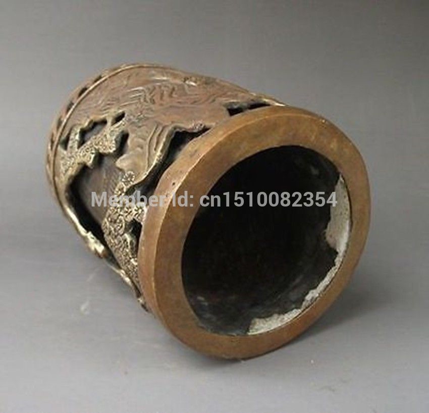 Chinese Bronzen gesneden Pen houder
