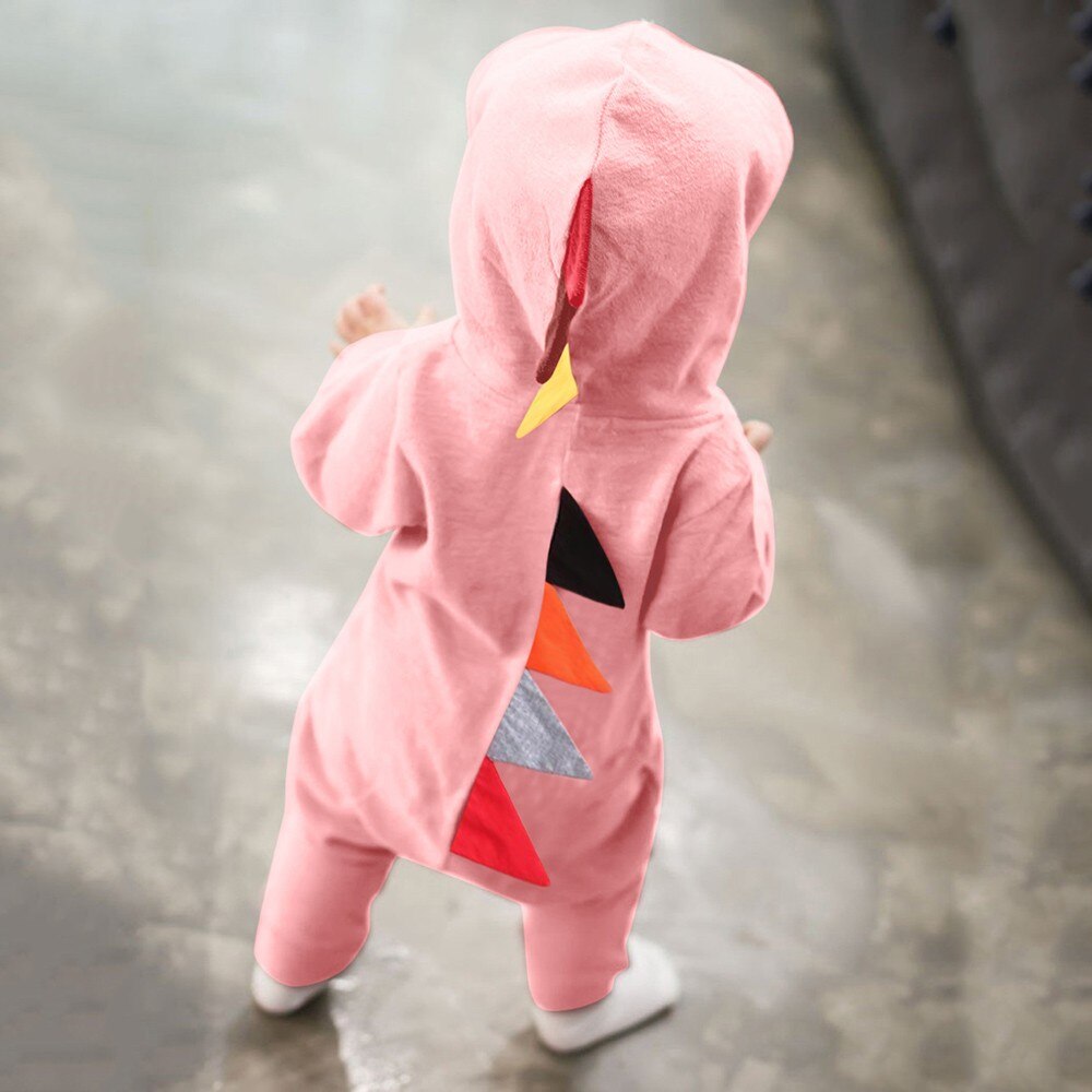 Pasgeboren Baby Jongens Meisjes Dinosaurus Rits Hooded Romper Jumpsuit Outfits Kleding cut vetement bebe Cartoon kleding