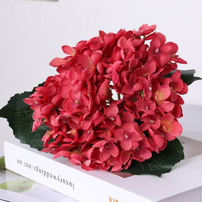 Artificial Silk Hydrangea Wedding Decoration Holding Flowers Single Hydrangea Flower Arrangement Accessories Diy Christmas Home: Red