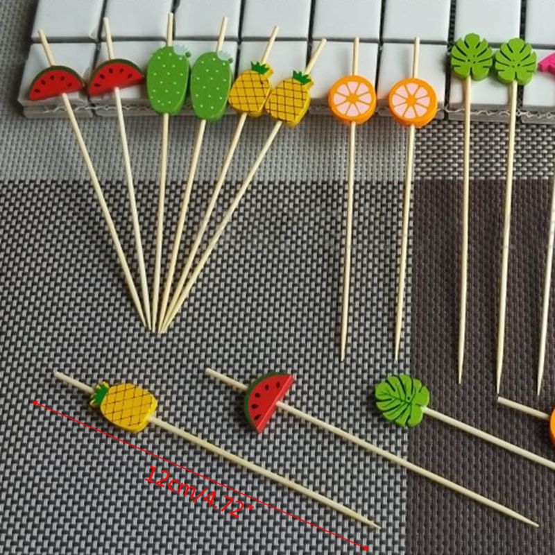 100 Stuks Wegwerp Bamboe Picks Voedsel Fruit Cocktail Handgemaakte Tandenstokers Picknick Feestartikelen Decoratie