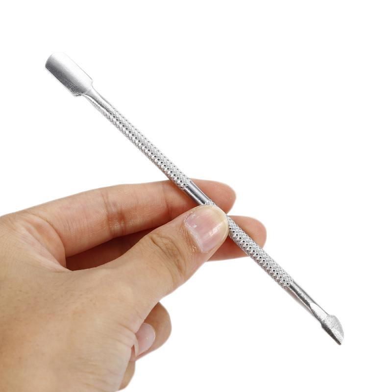 Nail Cuticle Dead Skin Pusher Silver Durable DIY Trimmer Manicure Pedicure Spoon UV Gel Polish Remover Triangle Rod Stick Pusher